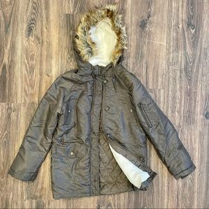Forever 21 Olive Green Faux Fur Lined Jacket